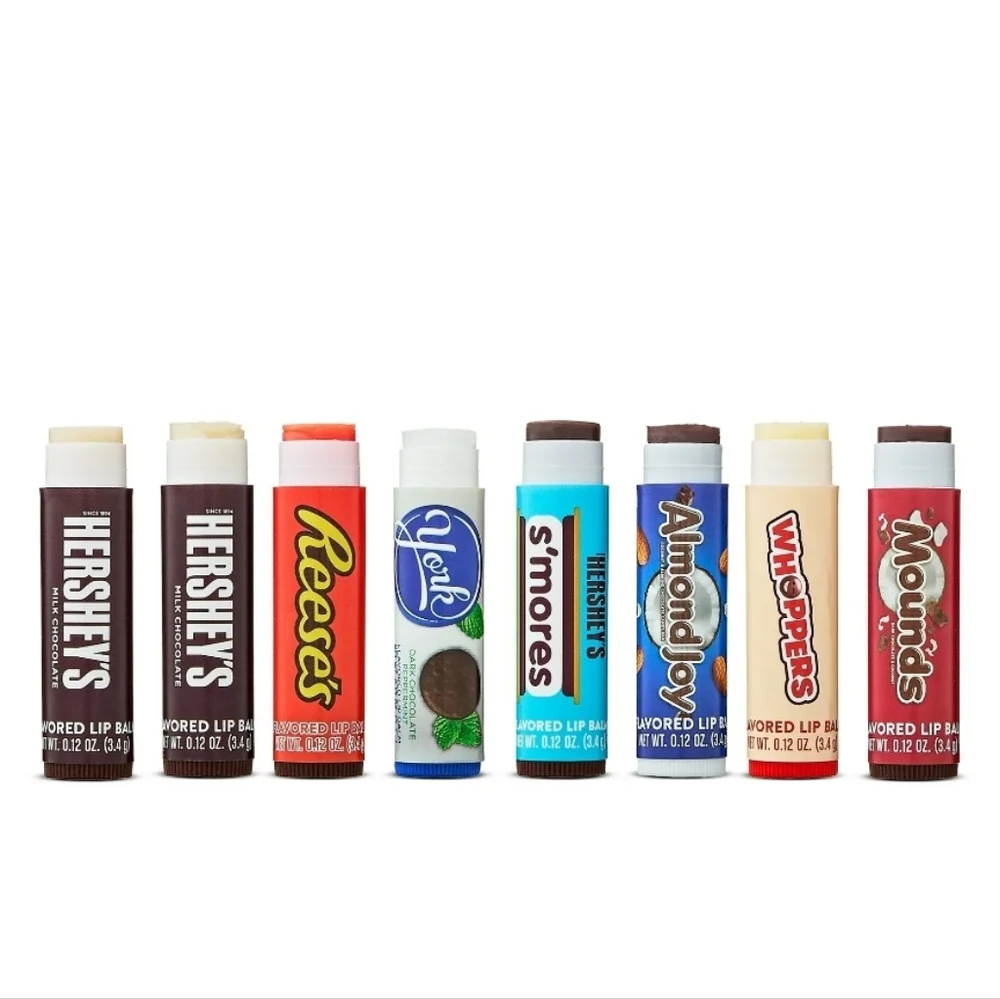 Hershey 8 Pack Flavored Lip Balms Chapstick Full Size Reeses S'mores Almond Joy
